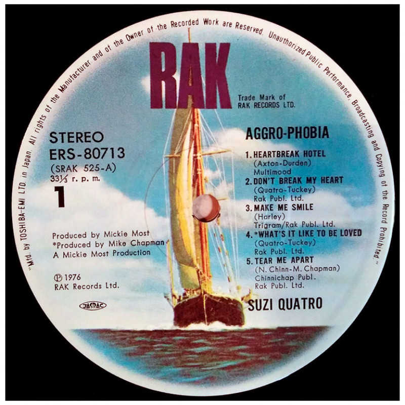 Виниловая пластинка SUZI QUATRO ‎– Aggro-Phobia, 1976 (LP)